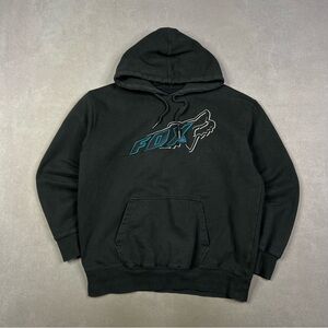 Fox Men's Black Hoodie with Teal Logo